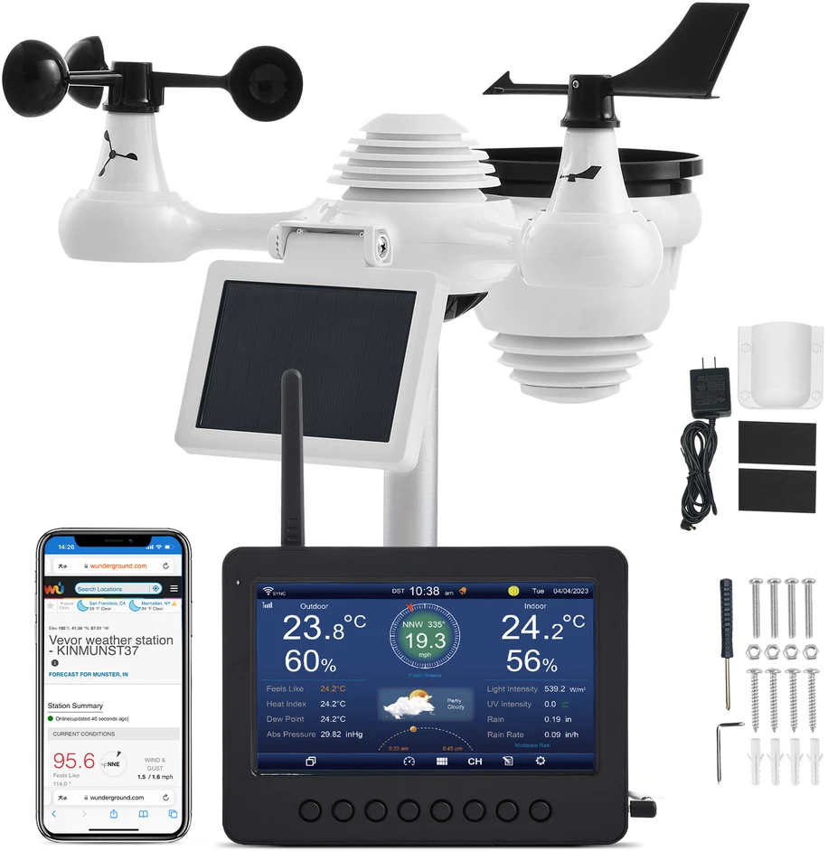 VEVOR Meteorologinė bevielė orų stotelė YT60233 7in1 WiFi