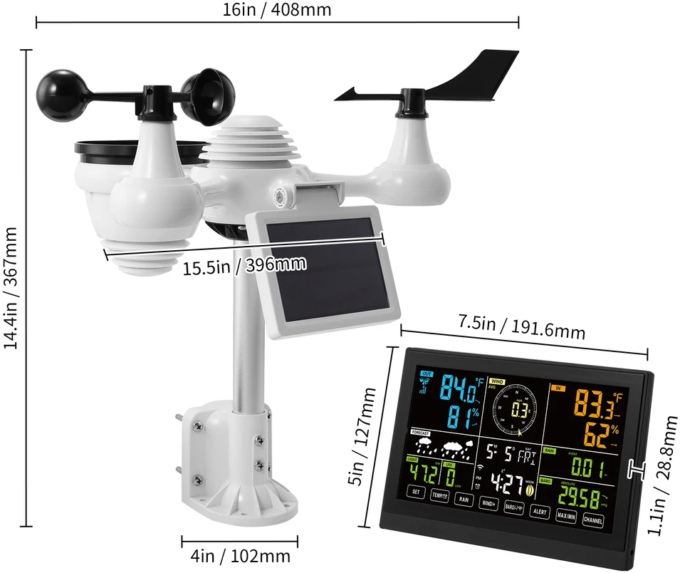 VEVOR Meteorologinė belaidė orų stotelė YT60234 7in1 WiFi