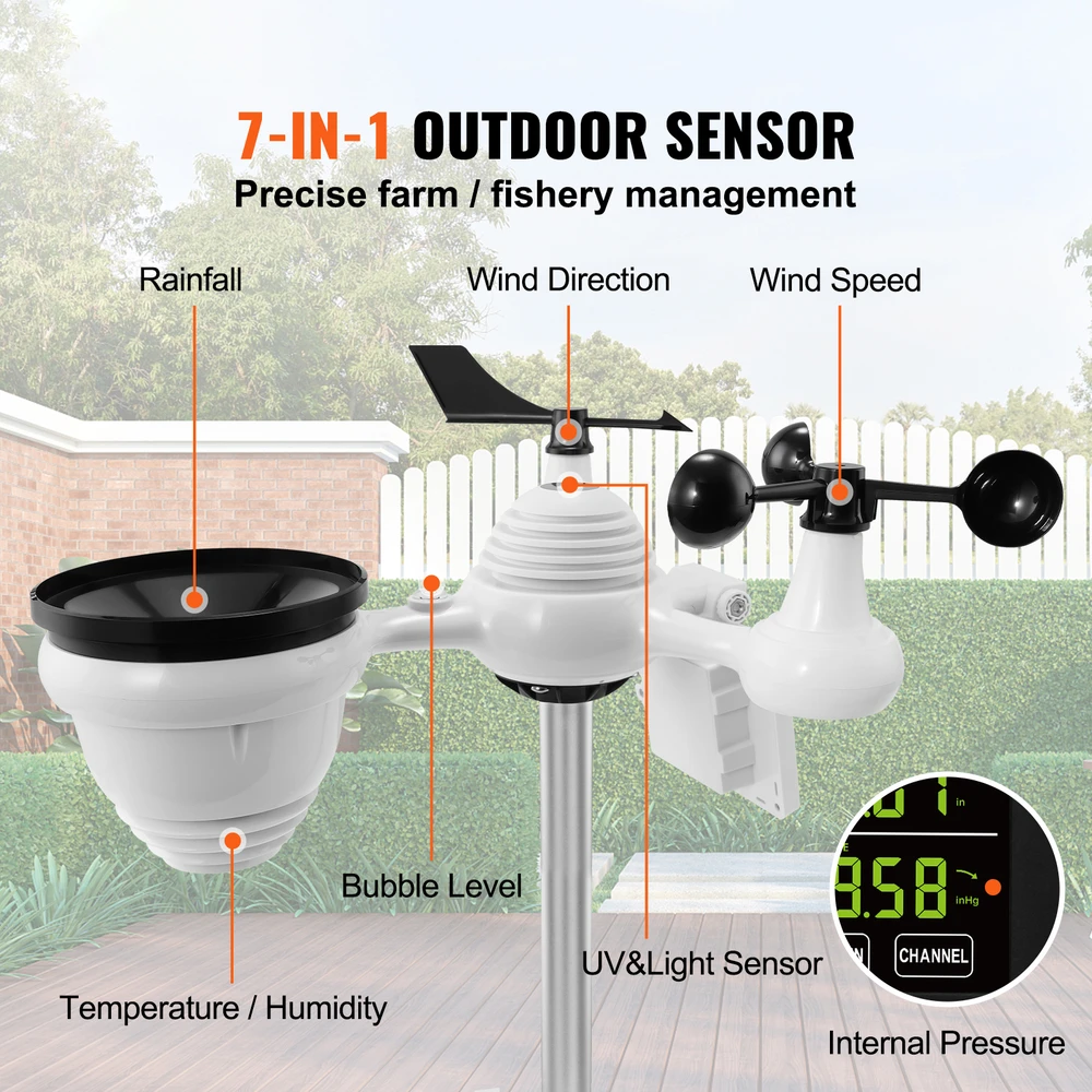 VEVOR Meteorologinė belaidė orų stotelė YT60234 7in1 WiFi
