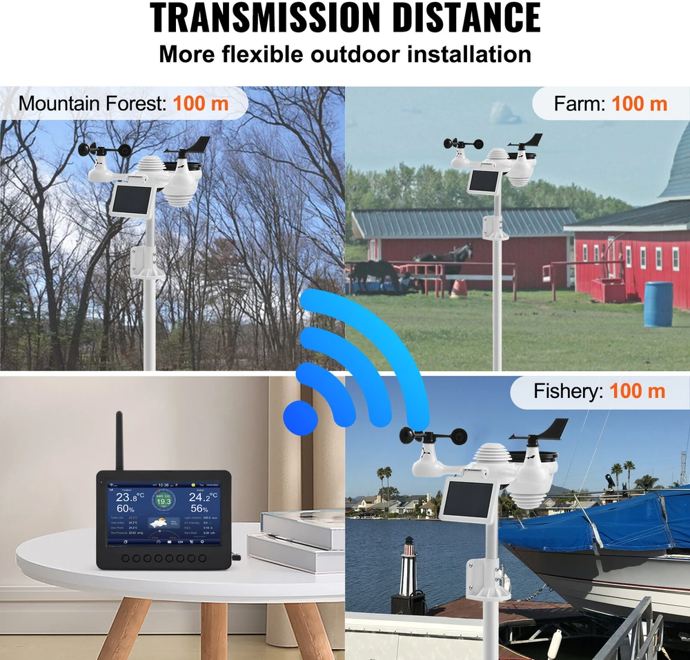 VEVOR Meteorologinė bevielė orų stotelė YT60233 7in1 WiFi
