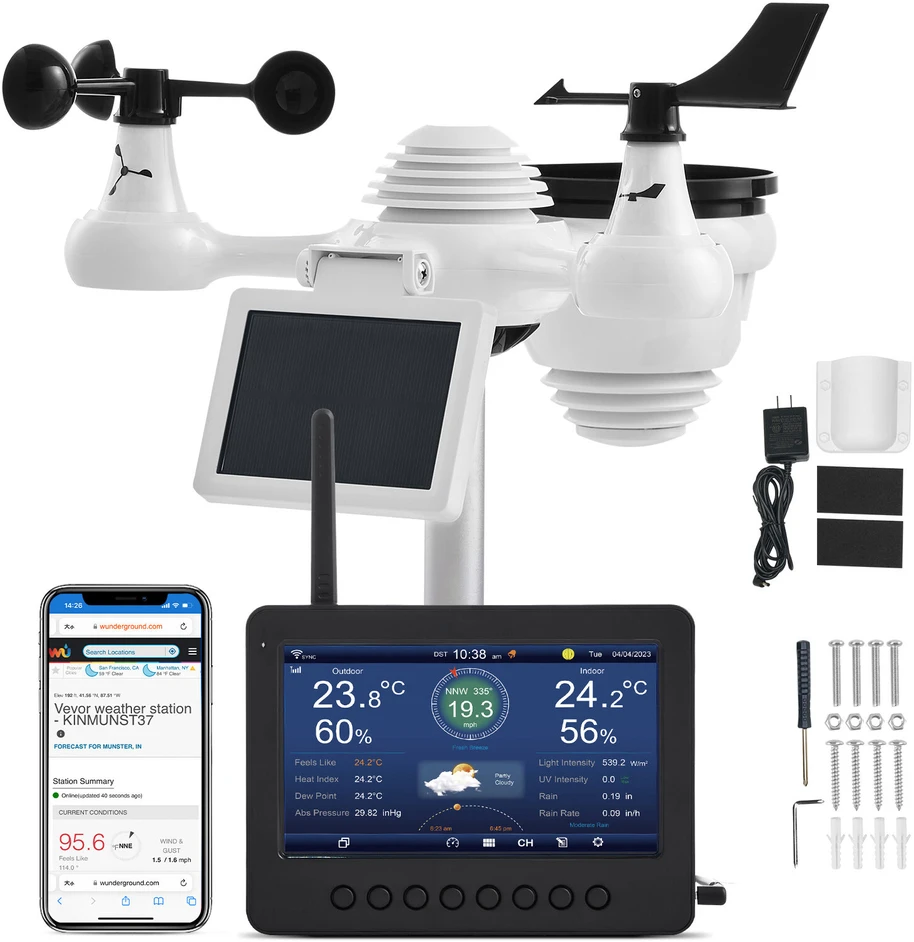 VEVOR Meteorologinė bevielė orų stotelė YT60233 7in1 WiFi