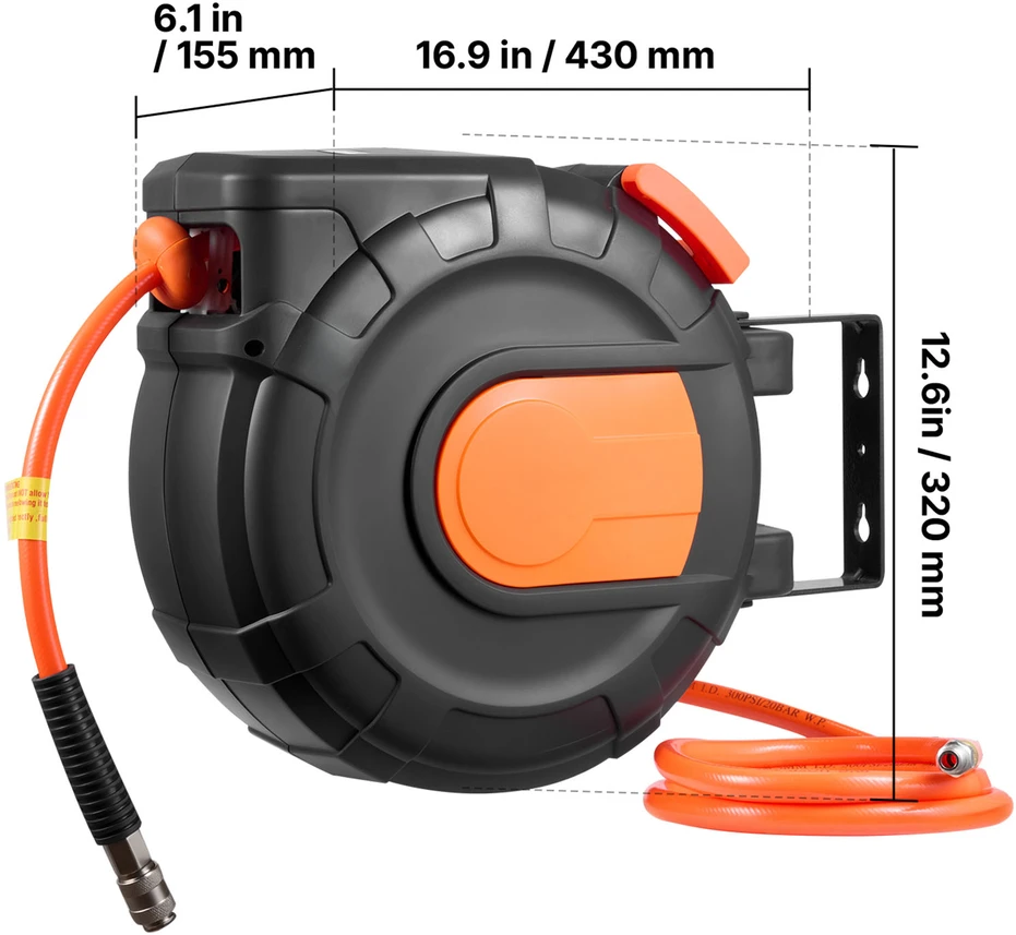 VEVOR Ištraukiama oro žarnos ritė, 15 m, 300 PSI