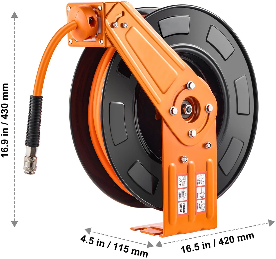 VEVOR Automatinis oro žarnos ritės komplektas 10 mm x 20 m