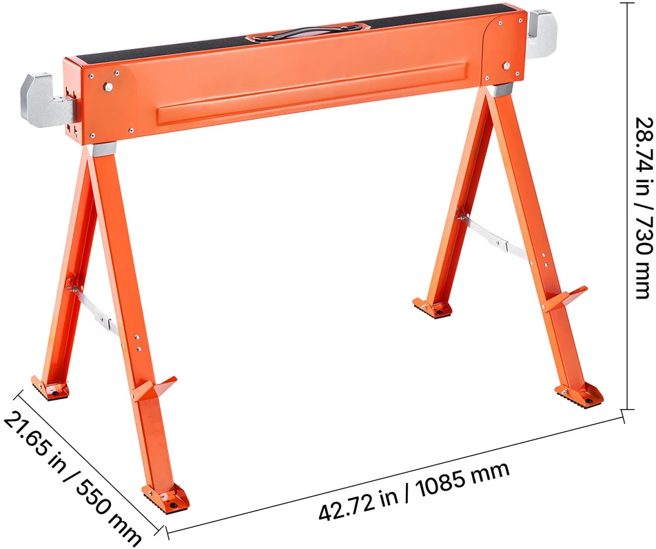VEVOR Sulankstomi plieniniai ožiai (2 vnt.), 600 kg, darbastalis, staliukai medienos darbams, DIY projektams