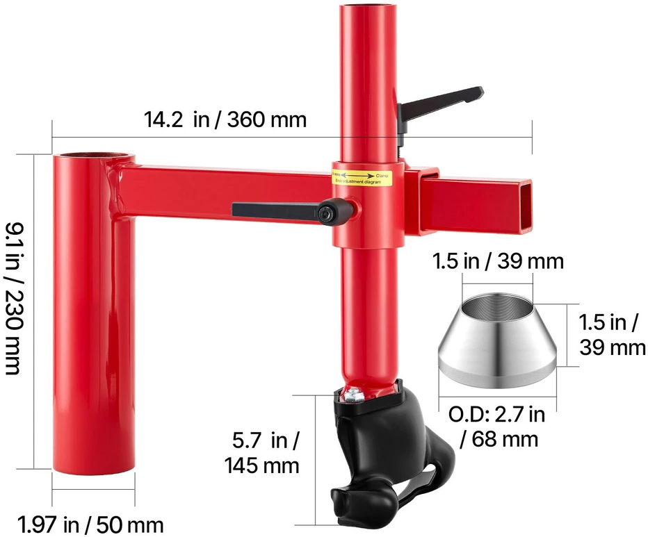 VEVOR rankiniu būdu keičiama padangų galvutė, 406-533 mm ratai