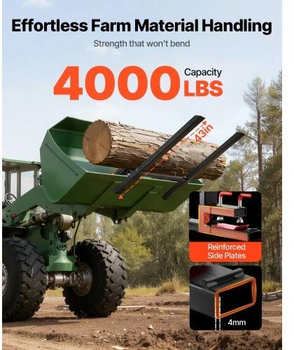 VEVOR Traktoriaus šakių priedai 1814 kg, juodi