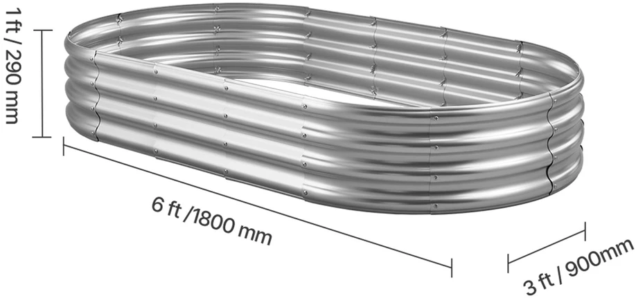VEVOR Cinkuota metalinė dėžė daržovėms 180x90x30cm