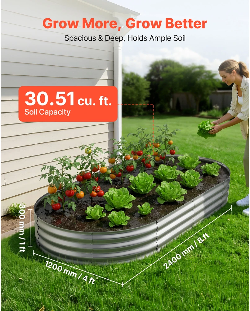 VEVOR Cinkuota pakelta daržo lova 240 x 120 x 30 cm