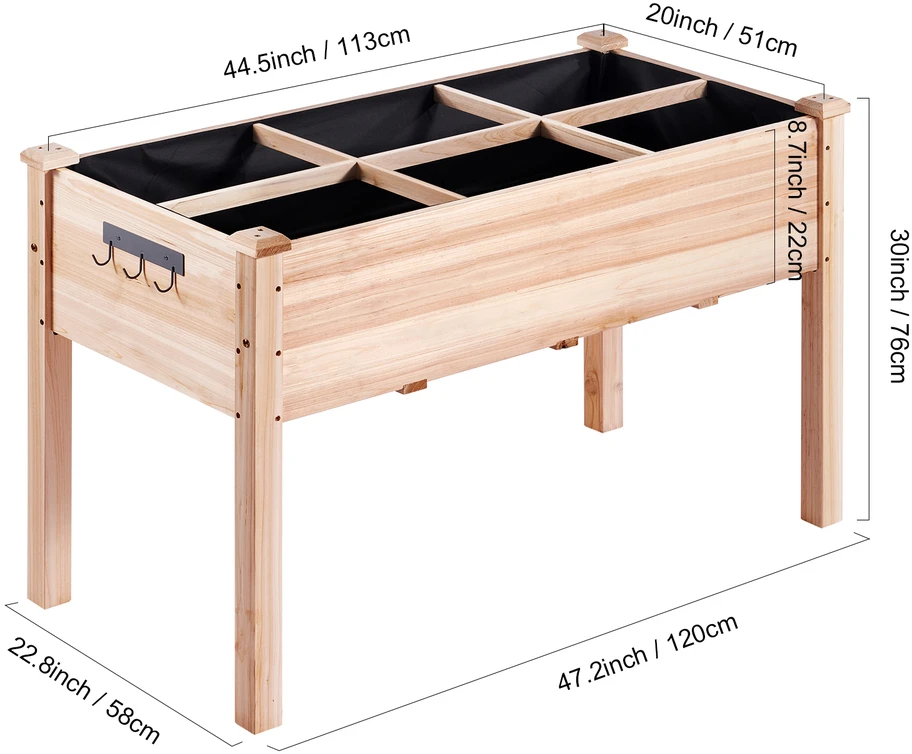 VEVOR Medinė paaukštinta sodo lova 120x58x76 cm