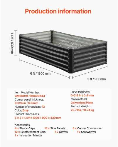 Vevor Metalinė daržovių lysvė 180x90x60cm tamsiai pilka