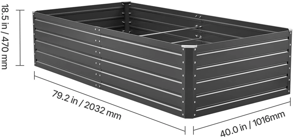 VEVOR Metalinė pakelta sodo lysvė, 2.0 x 1.0 x 0.5 m
