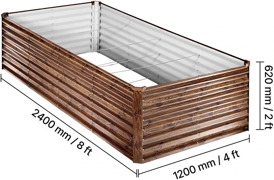 VEVOR Cinkuota pakelta daržo lysvė 240 x 120 x 62 cm