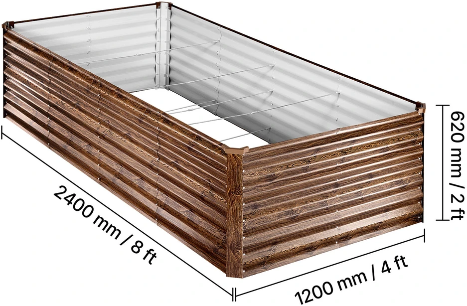 VEVOR Cinkuota pakelta daržo lysvė 240 x 120 x 62 cm