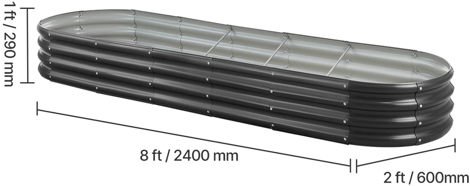 VEVOR Metalinė daržovių lysvė 239x60x27cm tamsiai pilka