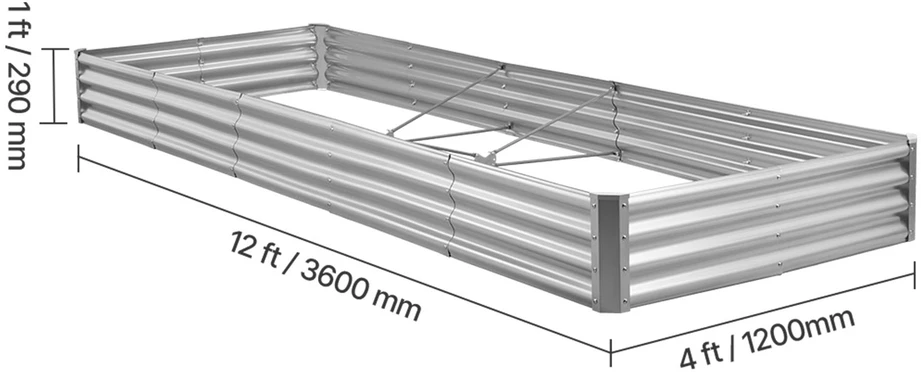 VEVOR Metalinė daržovių lysvė 3605x1205x285mm sidabrinė