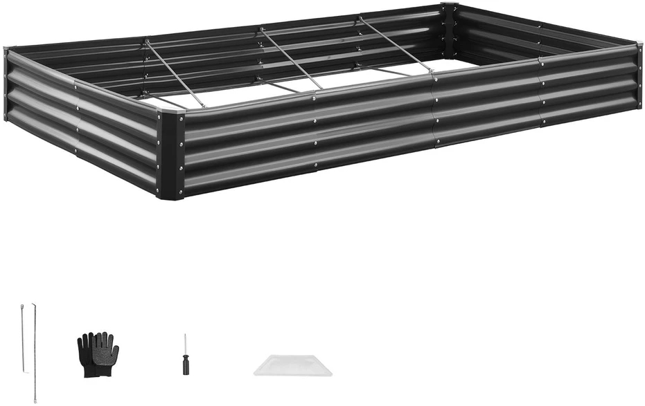 VEVOR Pakeliama metalinė daržovių lysvė, 240 x 120 x 28 cm, tamsiai pilka