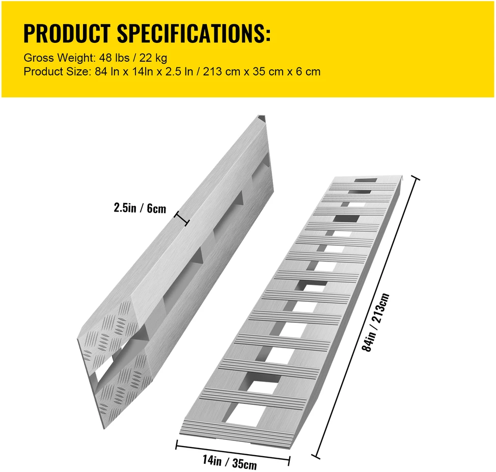 VEVOR 213 cm x 35 cm aliuminio pakrovimo rampos