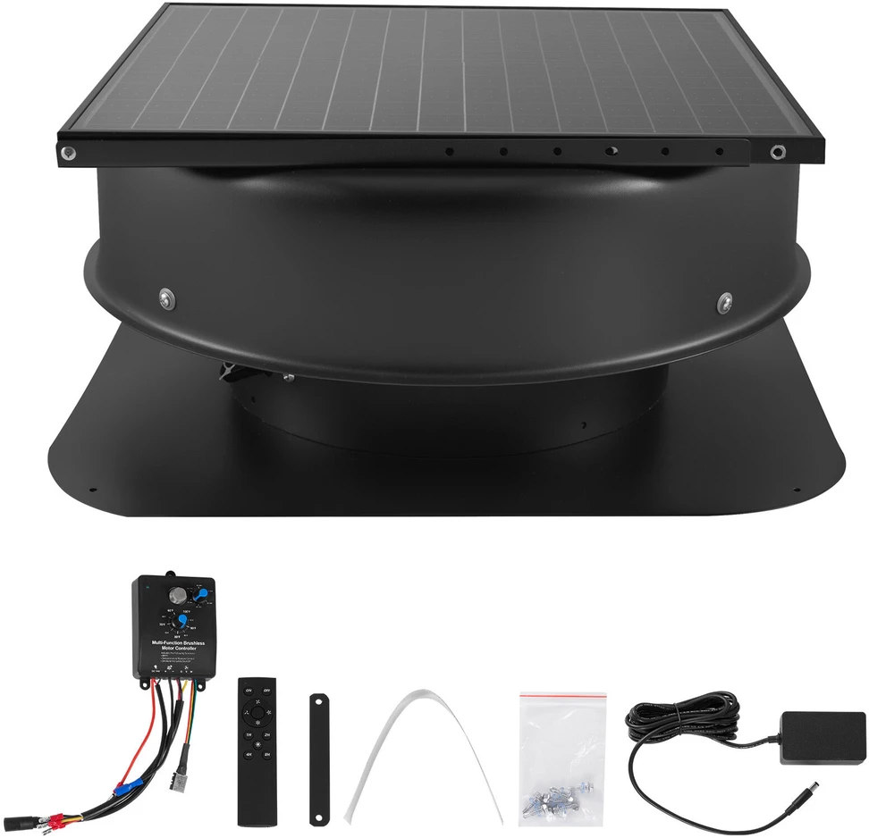 VEVOR Saulės stogo ventiliatorius 50W su termostato valdymu