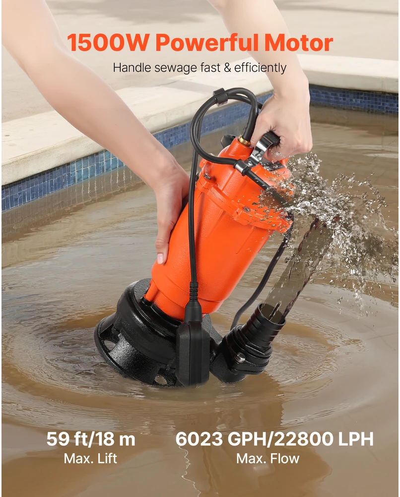 VEVOR 1500 W povandeninis nuotekų siurblys