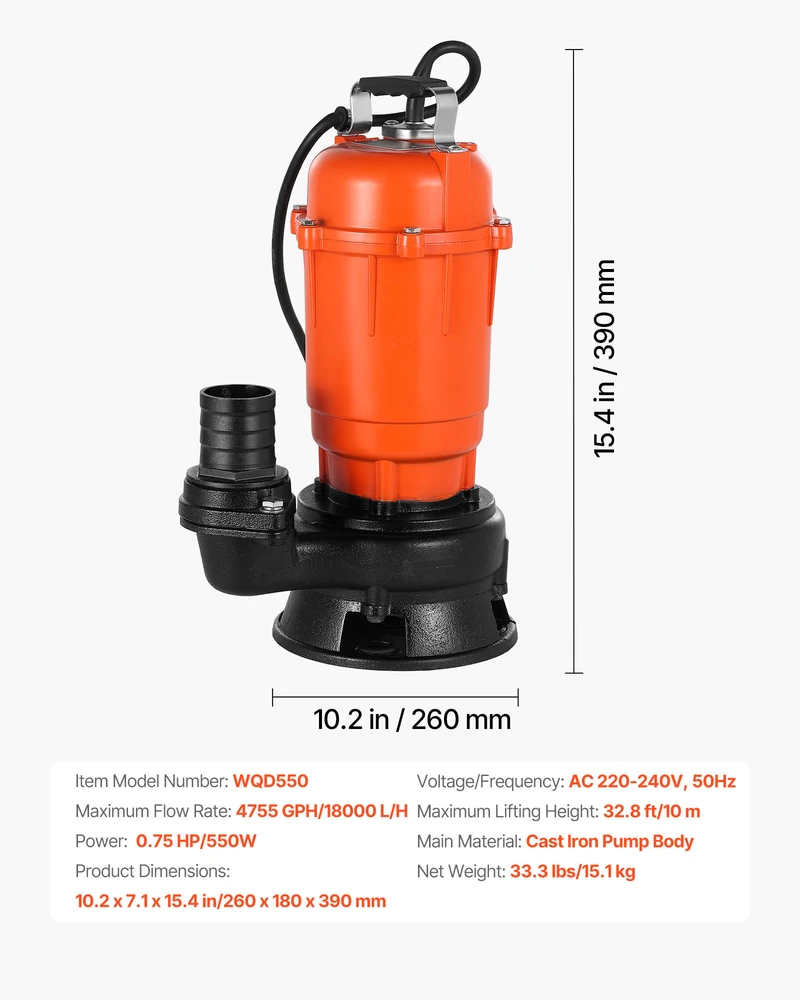 VEVOR 550W panardinamasis šiukšlių siurblys