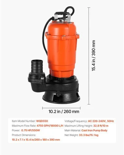 VEVOR 550W panardinamasis šiukšlių siurblys