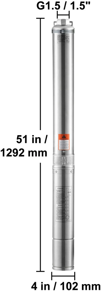 VEVOR Giluminis panardinamasis siurblys 1500W 9,8 m³/val 108 m