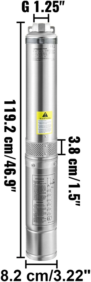 VEVOR Giluminis panardinamas siurblys, 750W 230V, 100L/min