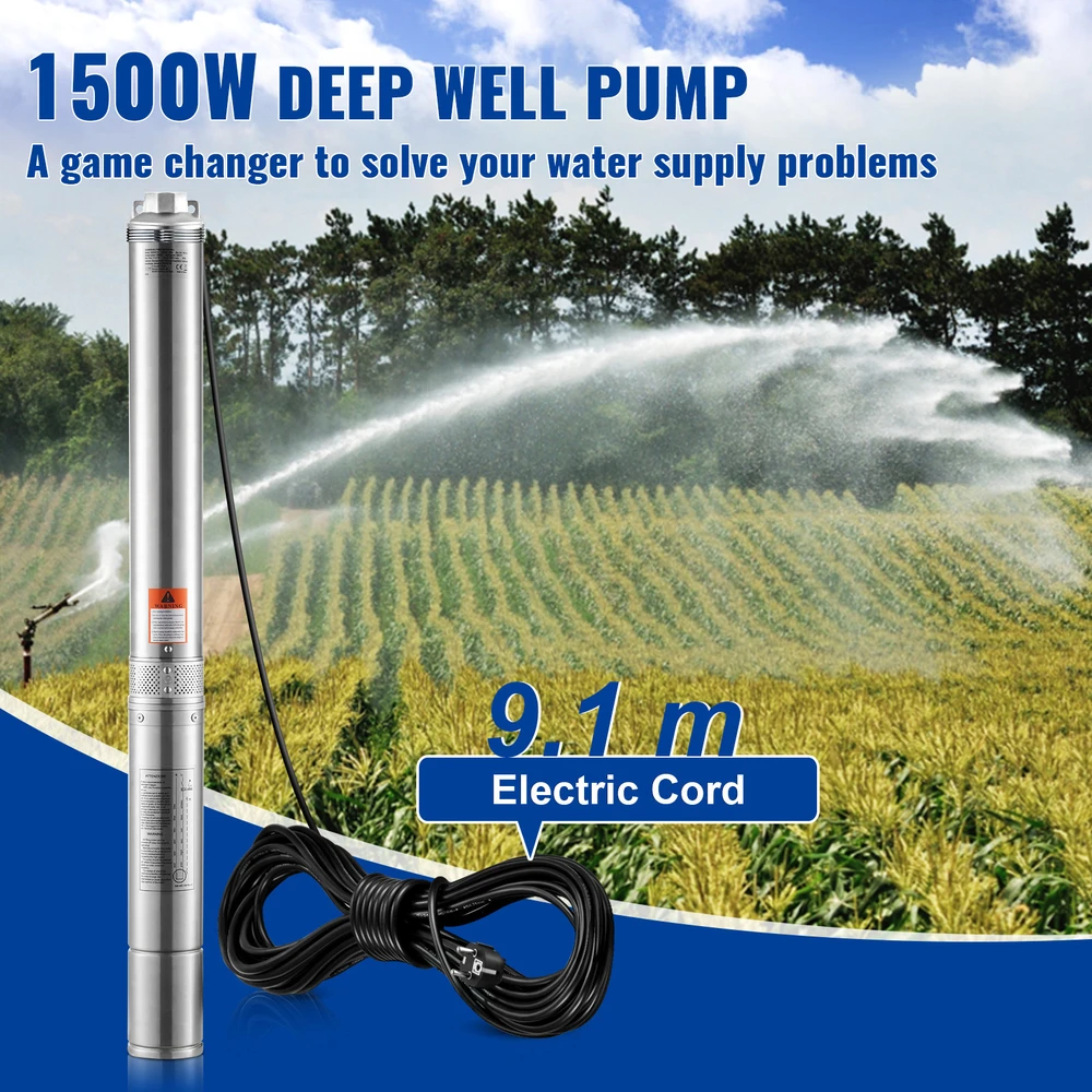 VEVOR Giluminis panardinamasis siurblys 1500W 9,8 m³/val 108 m