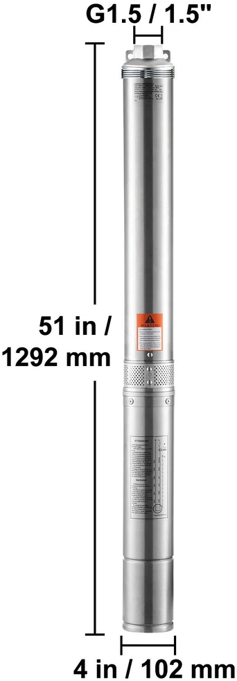 VEVOR Giluminis panardinamasis siurblys 1500W 9,8 m³/val 108 m