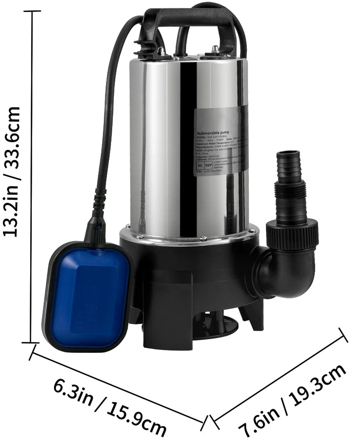 VEVOR Panardinamas vandens siurblys 1100W, 20,000 l/h