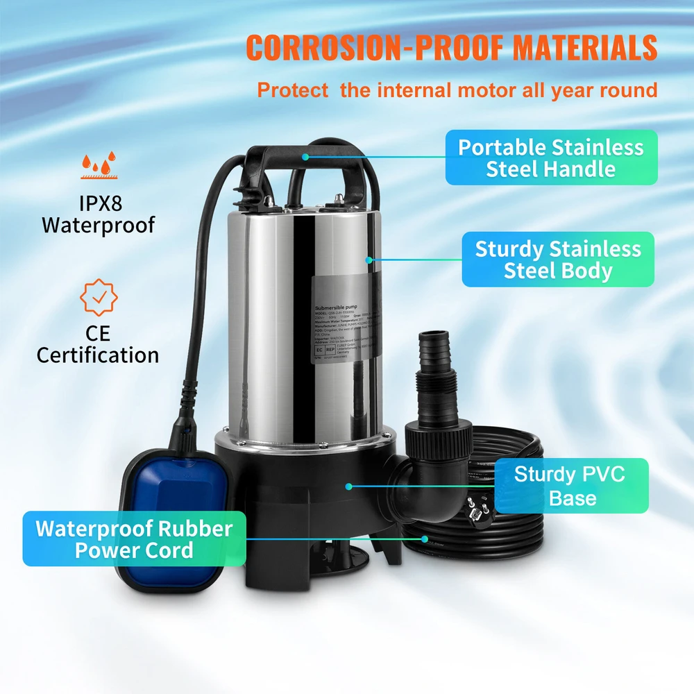 VEVOR Panardinamas vandens siurblys 1100W, 20,000 l/h
