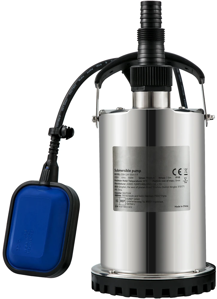 VEVOR Panardinamas vandens siurblys 550W, 9500 L/val.
