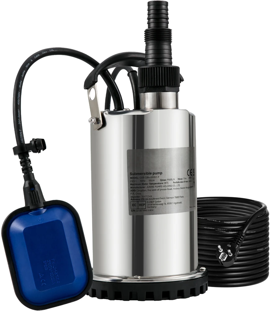 VEVOR Panardinamas vandens siurblys 550W, 9500 L/val.