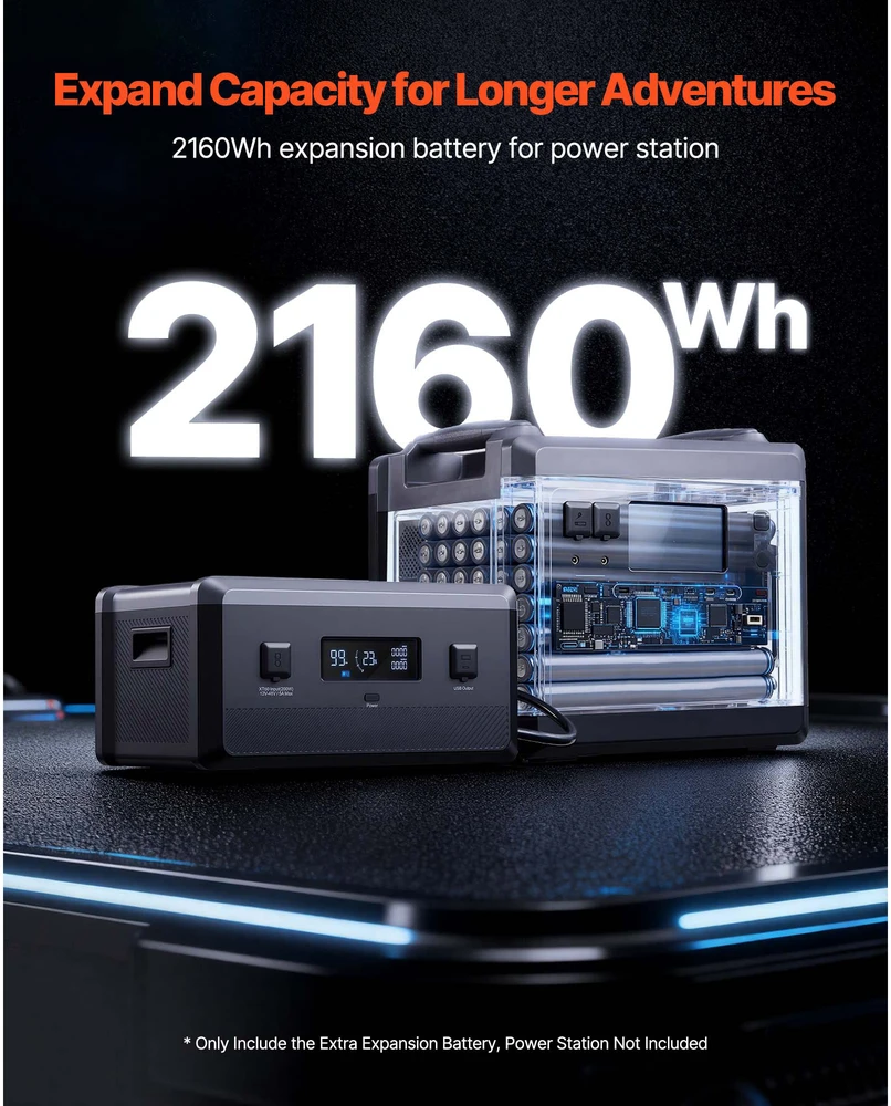 VEVOR Papildoma nešiojama elektrinė baterija, 2160Wh