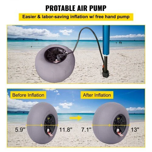 VEVOR Pliažo balioniniai ratai, 33 cm smėlio padangos