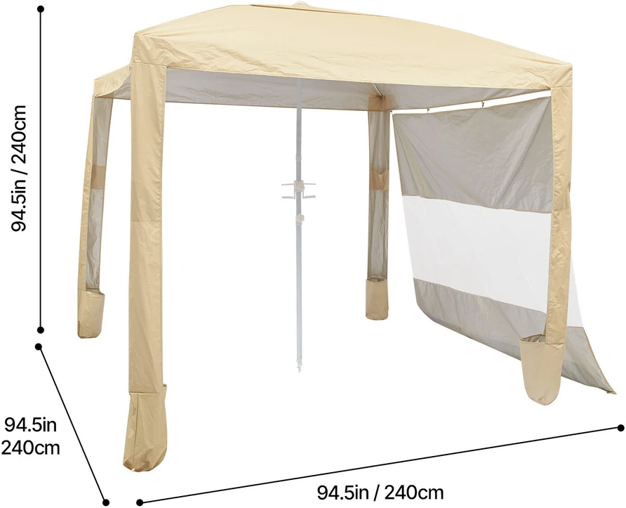 VEVOR Paplūdimio pastogė su šonine siena, 2,4 x 2,4 m