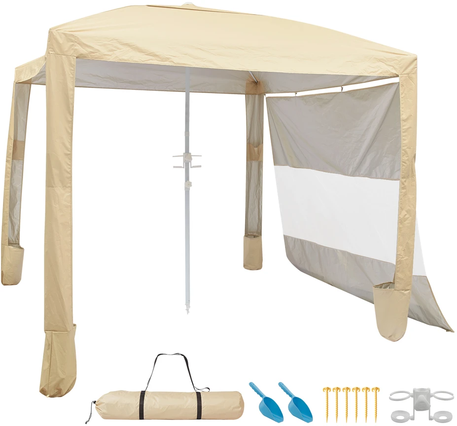 VEVOR Paplūdimio pastogė su šonine siena, 2,4 x 2,4 m