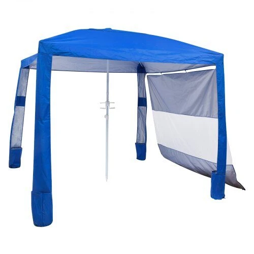 VEVOR Paplūdimio pavėsinė su šonine siena, 2.4 x 2.4 m
