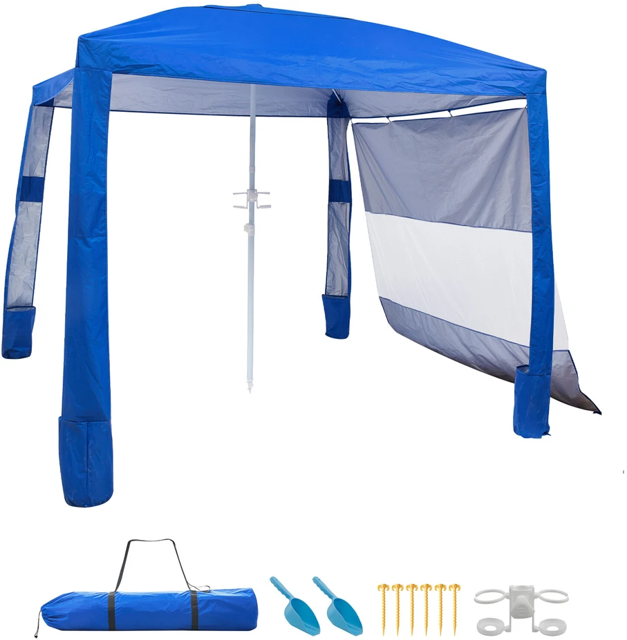 VEVOR Paplūdimio pavėsinė su šonine siena, 2.4 x 2.4 m