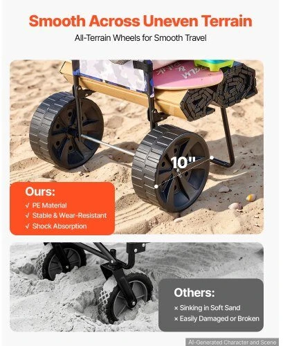 VEVOR Smėlio vežimėlis su dideliais ratukais