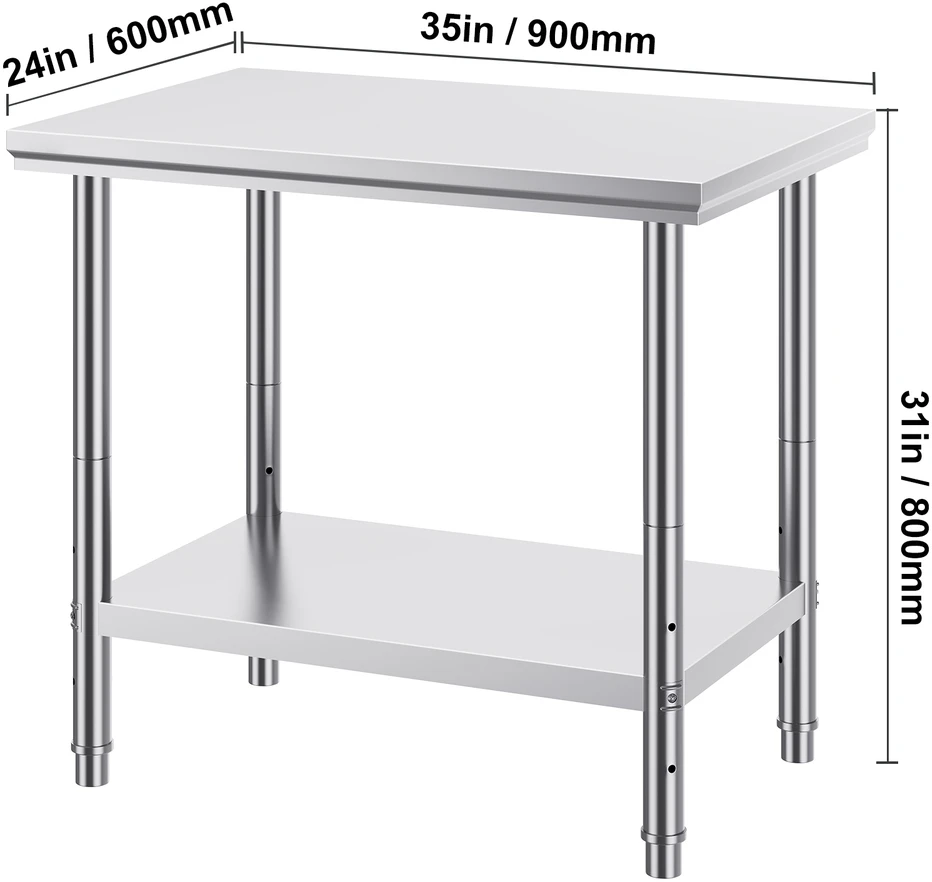 VEVOR Nerūdijančio plieno darbastalis 60x90x80 cm