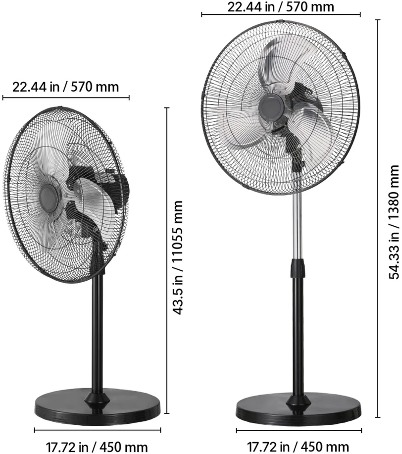 VEVOR 20 colių pramoninis pastatomas ventiliatorius