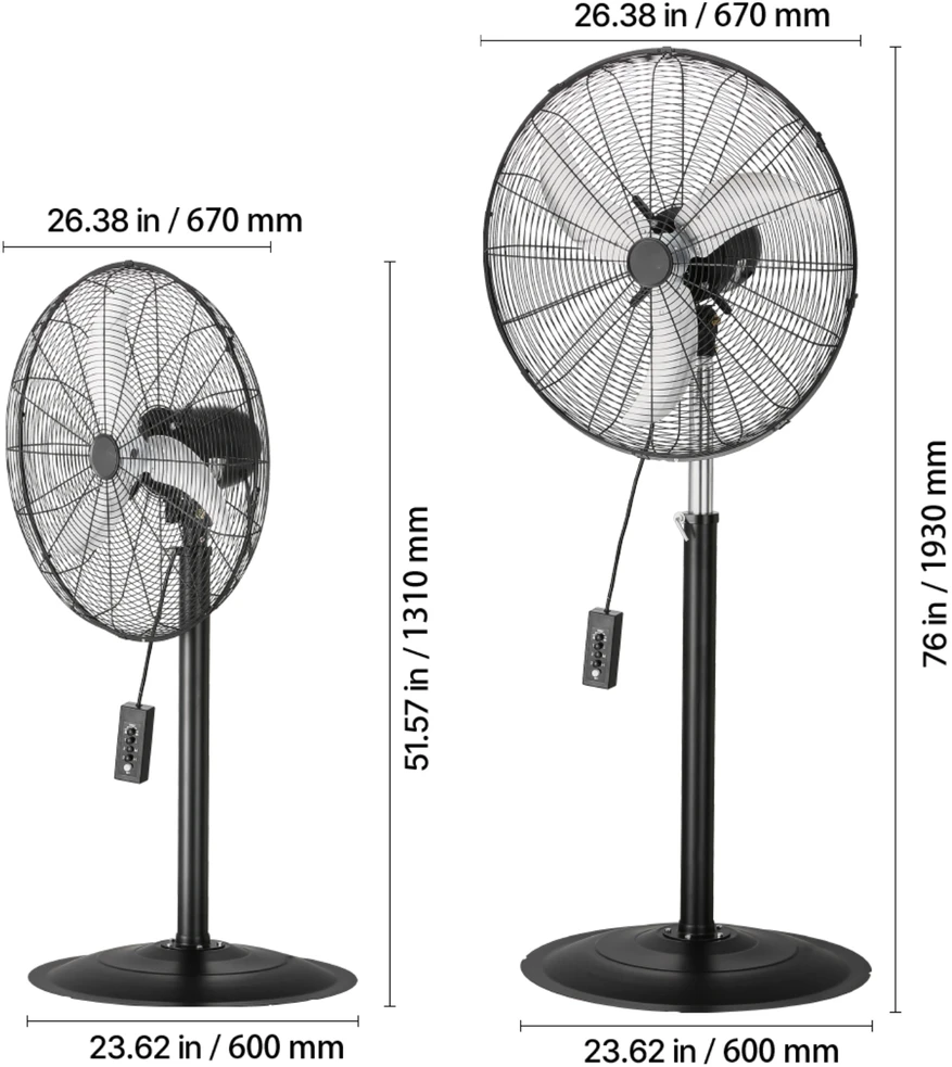 VEVOR 24 cm pramoninis pastovus ventiliatorius