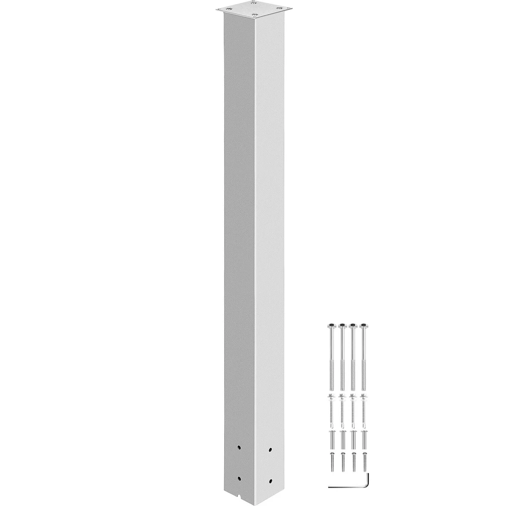 VEVOR Pašto dėžutės stovas 109.5 cm, baltas, plieno. Lauko pašto dėžutės laikiklis, antžeminis montavimas.