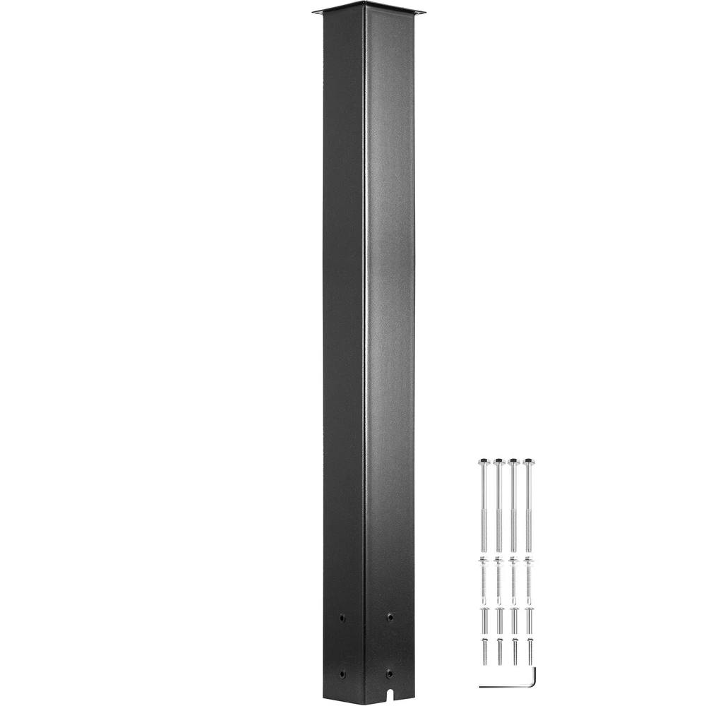VEVOR Juodos pašto dėžutės stulpo rinkinys, 109,5 cm plieno paviršiaus montavimo stulpas, lauko pašto dėžutės stulpas, metalinis pašto dėžutės stovas, plieno pašto dėžutės stulpas