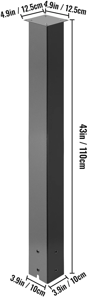 VEVOR Juodos pašto dėžutės stulpo rinkinys, 109,5 cm plieno paviršiaus montavimo stulpas, lauko pašto dėžutės stulpas, metalinis pašto dėžutės stovas, plieno pašto dėžutės stulpas