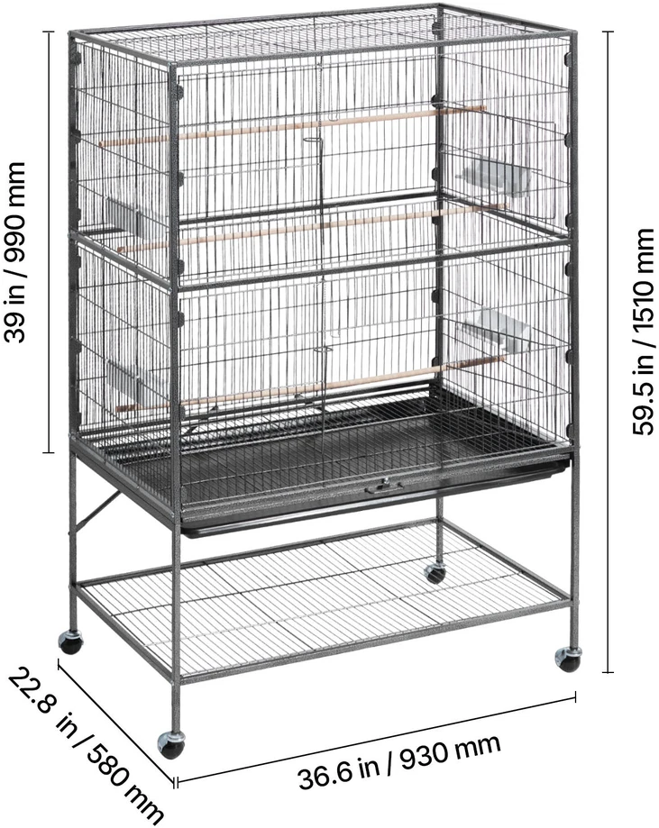VEVOR Paukščių narvas 930 x 580 x 1510 mm su lygiu stogu