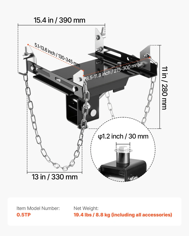 VEVOR Pavarų dėžės keltuvo adapteris, 500 kg talpa