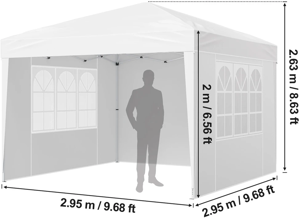 VEVOR Išskleidžiama 3x3 m pavėsinė su sienelėmis
