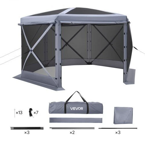 VEVOR Išskleidžiama pavėsinė su tinkleliu, 3.6 x 3.6 m